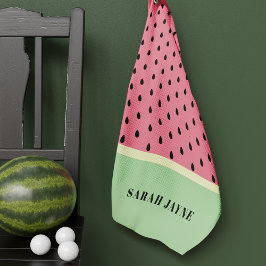 Moderne Watermeloen Zaden Patroon Roze en Groen Golfhanddoek