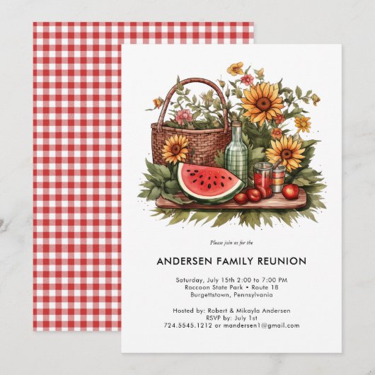 Moderne Watermeloen Zomer Picknick Familie Reünie Kaart (Voorkant / Achterkant)