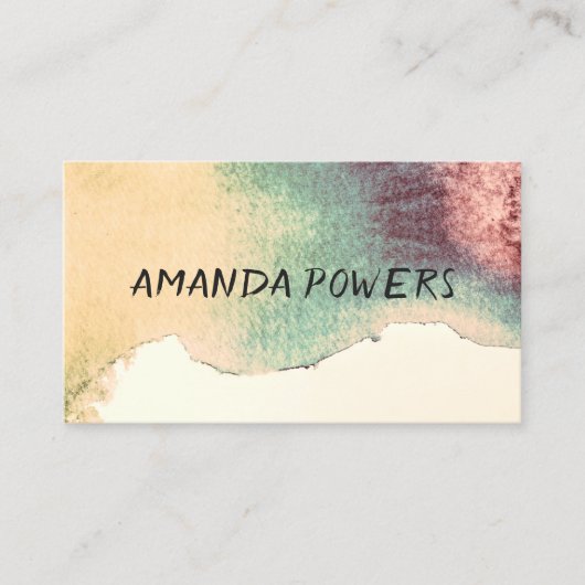 moderne waterverf aangepaste visitekaartjes sjablo (Voorkant)