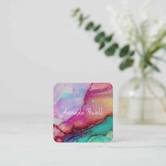 moderne waterverf aangepaste visitekaartjes sjablo (Staand voorkant)