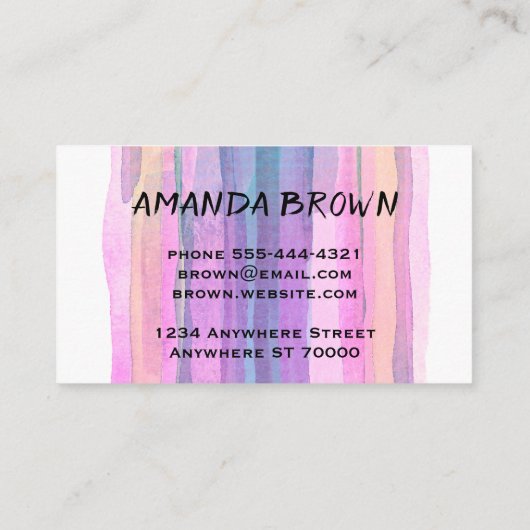 moderne waterverf aangepaste visitekaartjes sjablo (Achterkant)