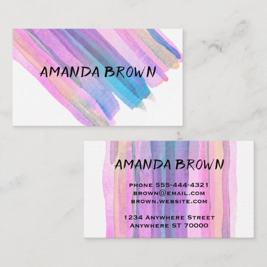 moderne waterverf aangepaste visitekaartjes sjablo (Voorkant / Achterkant)