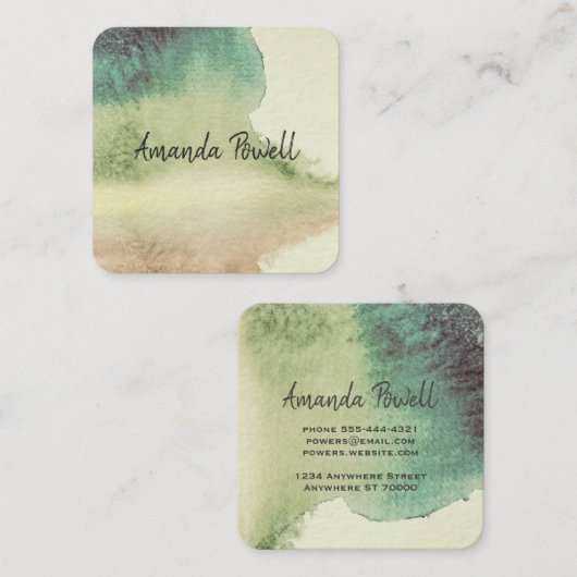 moderne waterverf aangepaste visitekaartjes sjablo (Voorkant / Achterkant)