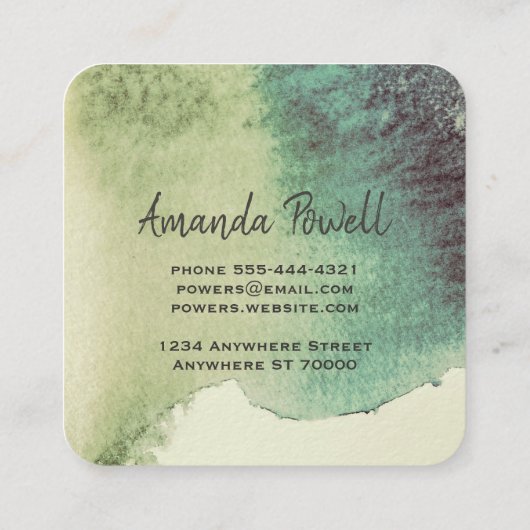 moderne waterverf aangepaste visitekaartjes sjablo (Achterkant)