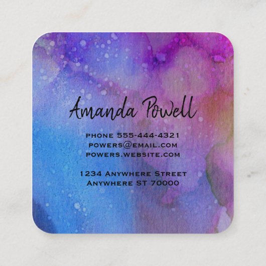 moderne waterverf aangepaste visitekaartjes sjablo (Achterkant)