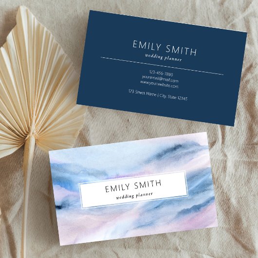 Moderne Waterverf Abstract Blauw Roze Blauwgroen P Visitekaartje