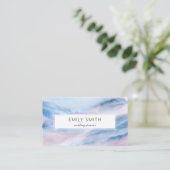 Moderne Waterverf Abstract Blauw Roze Blauwgroen P Visitekaartje (Staand voorkant)