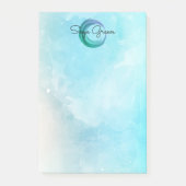 Moderne Waterverf Abstract | Blauwgroen monogram m Post-it® Notes (Voorkant)