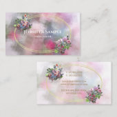 Moderne Waterverf Abstract Bloemen Goud Lijst Chic Visitekaartje (Voorkant / Achterkant)