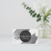 Moderne Waterverf Abstract Elegant Black White Visitekaartje (Staand voorkant)