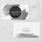 Moderne Waterverf Abstract Elegant Black White Visitekaartje (Voorkant / Achterkant)