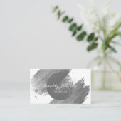 Moderne Waterverf Abstract Elegant Black White Visitekaartje (Staand voorkant)