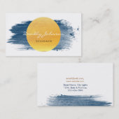 Moderne Waterverf Abstract Elegant Blue Yellow Visitekaartje (Voorkant / Achterkant)