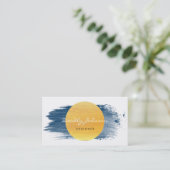 Moderne Waterverf Abstract Elegant Blue Yellow Visitekaartje (Staand voorkant)