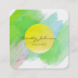 Moderne Waterverf Abstract Elegant Cool Green Vierkante Visitekaartje
