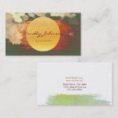 Moderne Waterverf Abstract Elegant Green Yellow Visitekaartje (Voorkant / Achterkant)