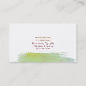 Moderne Waterverf Abstract Elegant Green Yellow Visitekaartje (Achterkant)