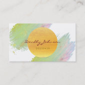 Moderne Waterverf Abstract Elegant Green Yellow Visitekaartje (Voorkant)