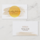 Moderne Waterverf Abstract Elegant Koel Geel Visitekaartje (Voorkant / Achterkant)