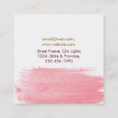Moderne Waterverf Abstract elegant roze geel Vierkante Visitekaartje (Achterkant)