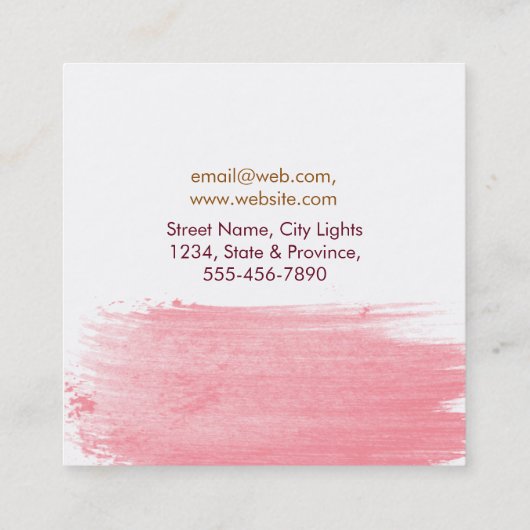 Moderne Waterverf Abstract elegant roze geel Vierkante Visitekaartje (Achterkant)