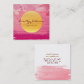 Moderne Waterverf Abstract elegant roze geel Vierkante Visitekaartje (Voorkant / Achterkant)