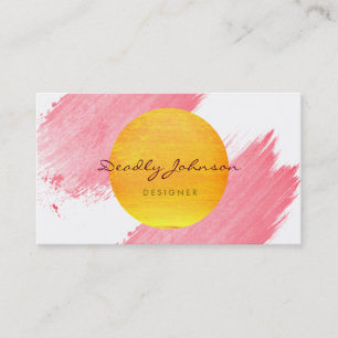 Moderne Waterverf Abstract elegant roze geel Visitekaartje