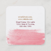 Moderne Waterverf Abstract elegant roze rood Vierkante Visitekaartje (Achterkant)