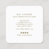 Moderne Waterverf Abstract Leaf Plant Vierkante Visitekaartje (Achterkant)