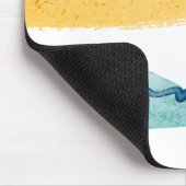 Moderne Waterverf Abstract Monogram Roze Geel Muismat (Hoek)