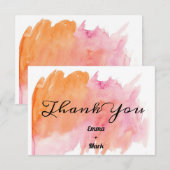 Moderne Waterverf Abstract Oranje Roze Bedankkaart (Voorkant / Achterkant)