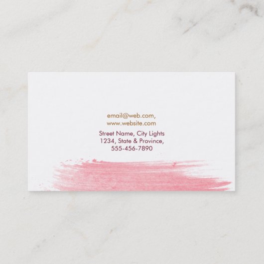 Moderne Waterverf Abstract Verf Roze Geel Visitekaartje (Achterkant)