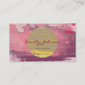 Moderne Waterverf Abstract Verf Roze Geel Visitekaartje (Voorkant)