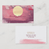 Moderne Waterverf Abstract Verf Roze Sinaasappel Visitekaartje (Voorkant / Achterkant)