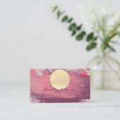 Moderne Waterverf Abstract Verf Roze Sinaasappel Visitekaartje (Staand voorkant)