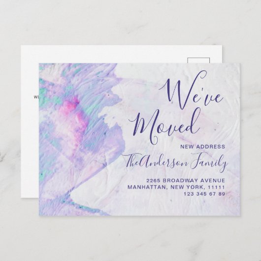 Moderne Waterverf Abstracte Bewegende Aankondiging Briefkaart (Voorkant / Achterkant)