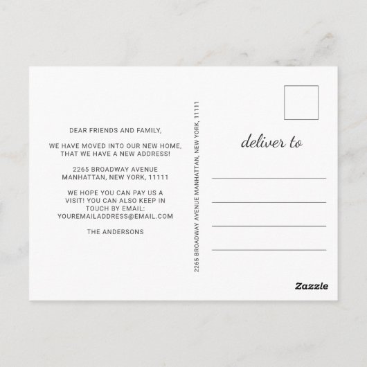 Moderne Waterverf Abstracte Bewegende Aankondiging Briefkaart (Achterkant)