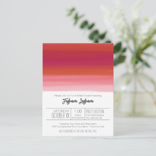 Moderne Waterverf Abstracte Bruidsdouche Briefkaart (Staand voorkant)