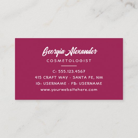 Moderne Waterverf Abstracte cosmetoloog Visitekaartje (Achterkant)