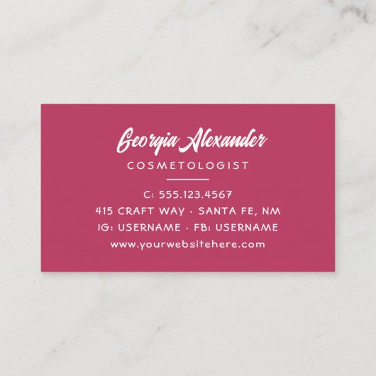 Moderne Waterverf Abstracte cosmetoloog Visitekaartje (Achterkant)