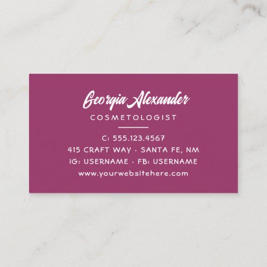 Moderne Waterverf Abstracte cosmetoloog Visitekaartje (Achterkant)