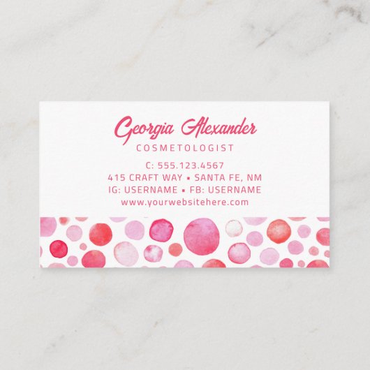 Moderne Waterverf Abstracte cosmetoloog Visitekaartje (Achterkant)