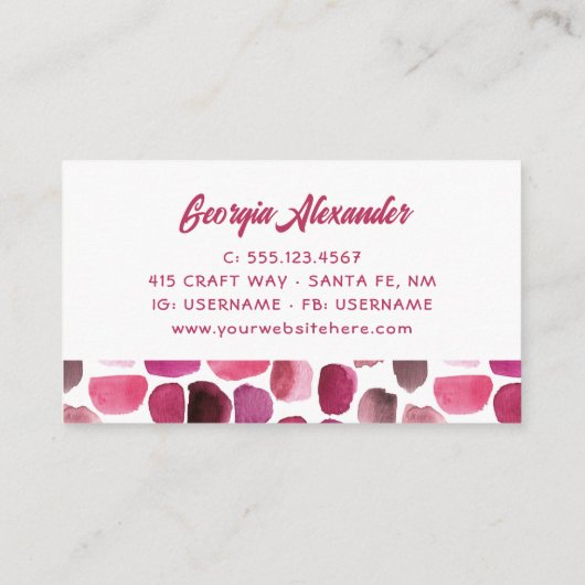 Moderne Waterverf Abstracte cosmetoloog Visitekaartje (Achterkant)