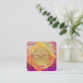 Moderne Waterverf Abstracte elegante gele maan Vierkante Visitekaartje (Staand voorkant)