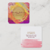 Moderne Waterverf Abstracte elegante gele maan Vierkante Visitekaartje (Voorkant / Achterkant)