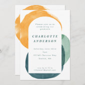 Moderne Waterverf Abstracte Graduation Party Kaart (Voorkant / Achterkant)