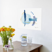 Moderne Waterverf Abstracte hedendaagse marineblau Folie Afdrukken (Laag (Keuken))