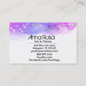 *~* Moderne Waterverf Abstracte Magenta Lavender Visitekaartje (Achterkant)