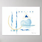 Moderne Waterverf Abstracte marine blauw hedendaag Folie Afdrukken (Voorkant)