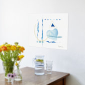 Moderne Waterverf Abstracte marine blauw hedendaag Folie Afdrukken (Laag (Keuken))